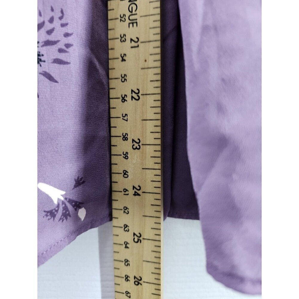 Style & Co Purple Pleated V-neck Blouse Bell Sleeve Medium - Picture 5 of 6